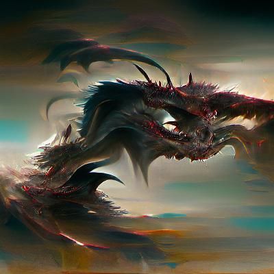 Sinister Half-Dragon in Dark Fantasy Style