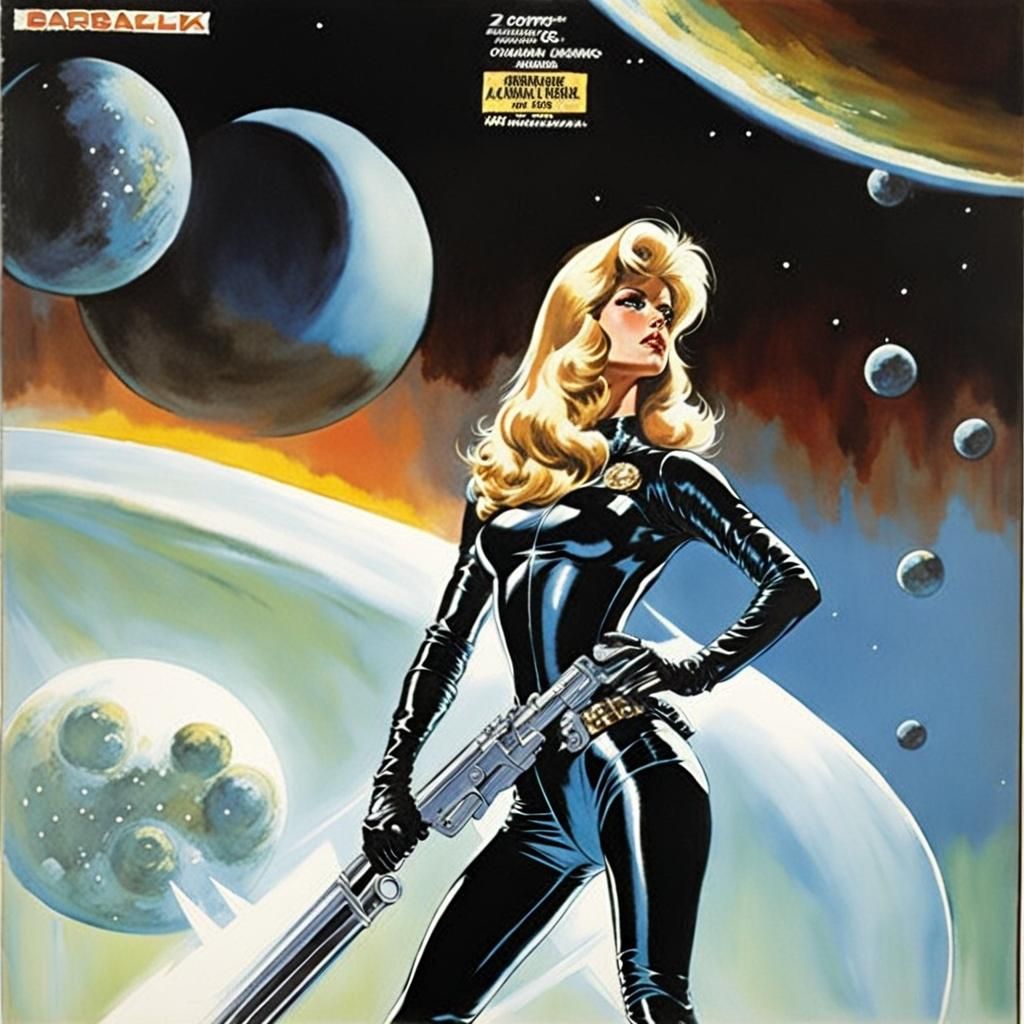 Barbarella on Stage: Acrylic and Watercolor Comic Art