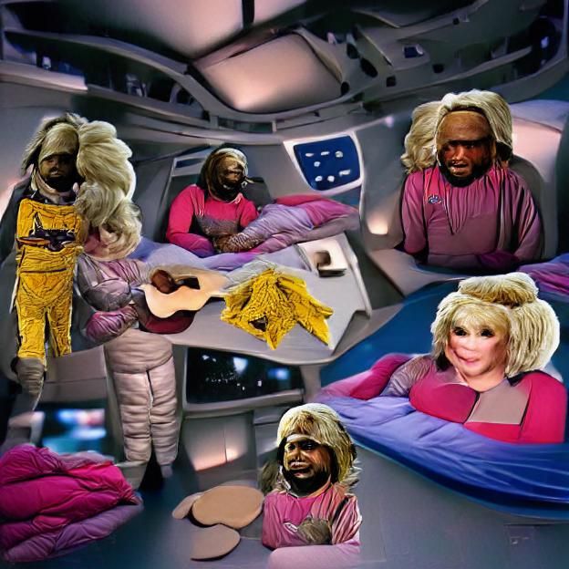 Dolly Parton and Worf Sleepover in Space