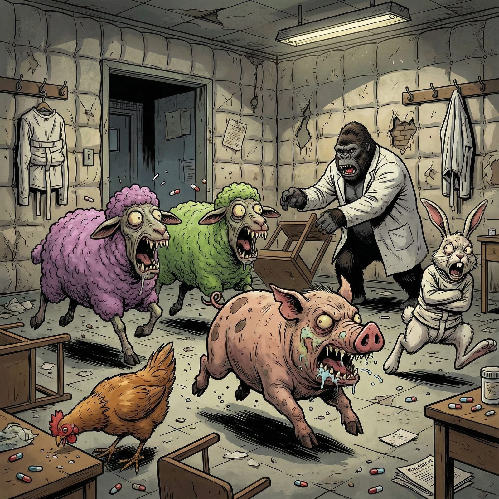 A Pig and Sheep in a Surreal Mental Landscape