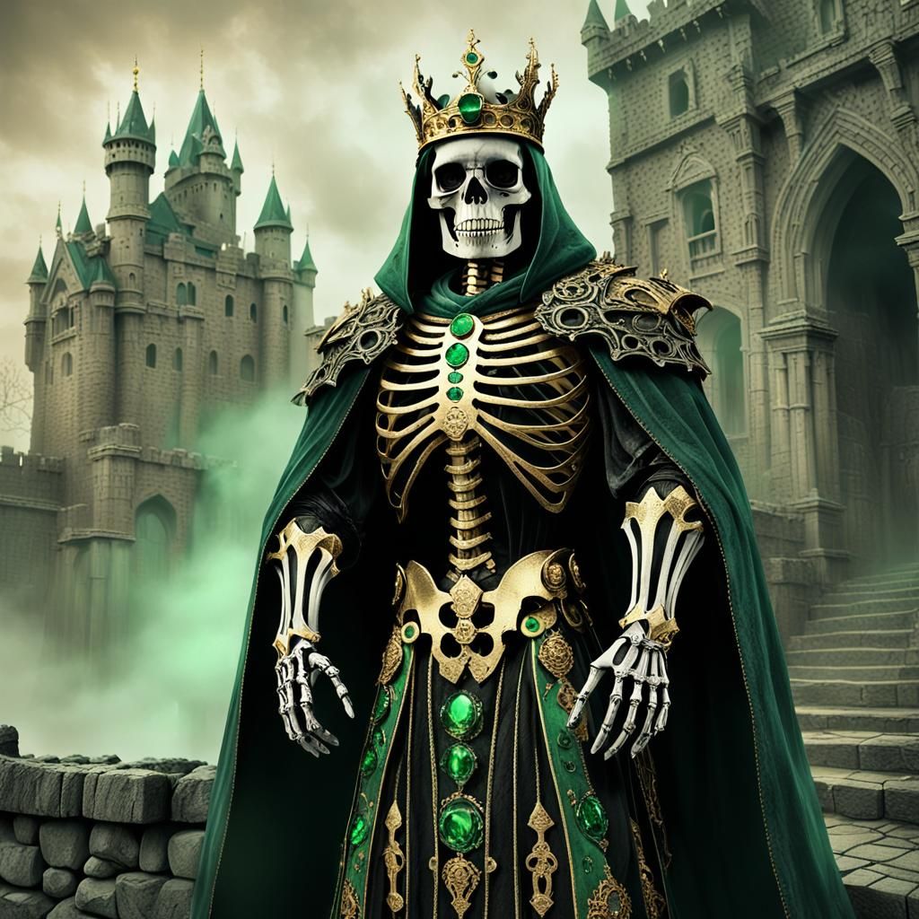 Skeleton King in Sepia Tones: Dark Fantasy Art