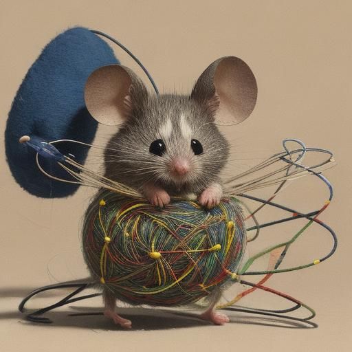 Abstract Future Mouse Made of String Art