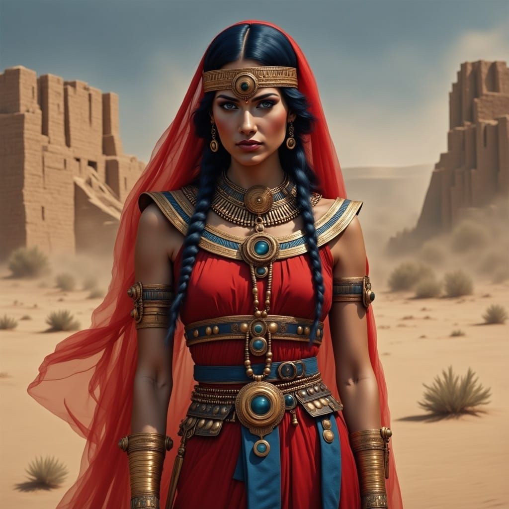 Egyptian Priestess Exiled to Desert: Digital Art