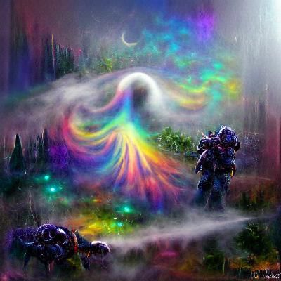 Rainbow Cosmic Mist: Ethereal Celestial Scene