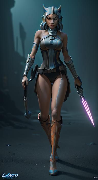 Ahsoka as Pirate in Cyberpunk 3D Digital Art