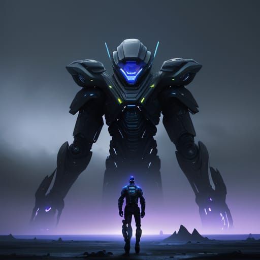 Futuristic Man on Alien Planet in Sci-Fi Concept Art