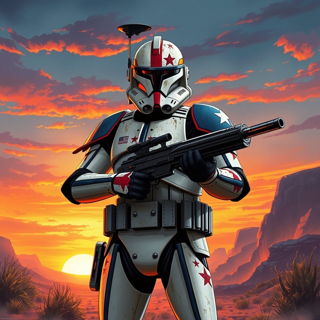 Texan Clone Trooper in Galactic Sunset