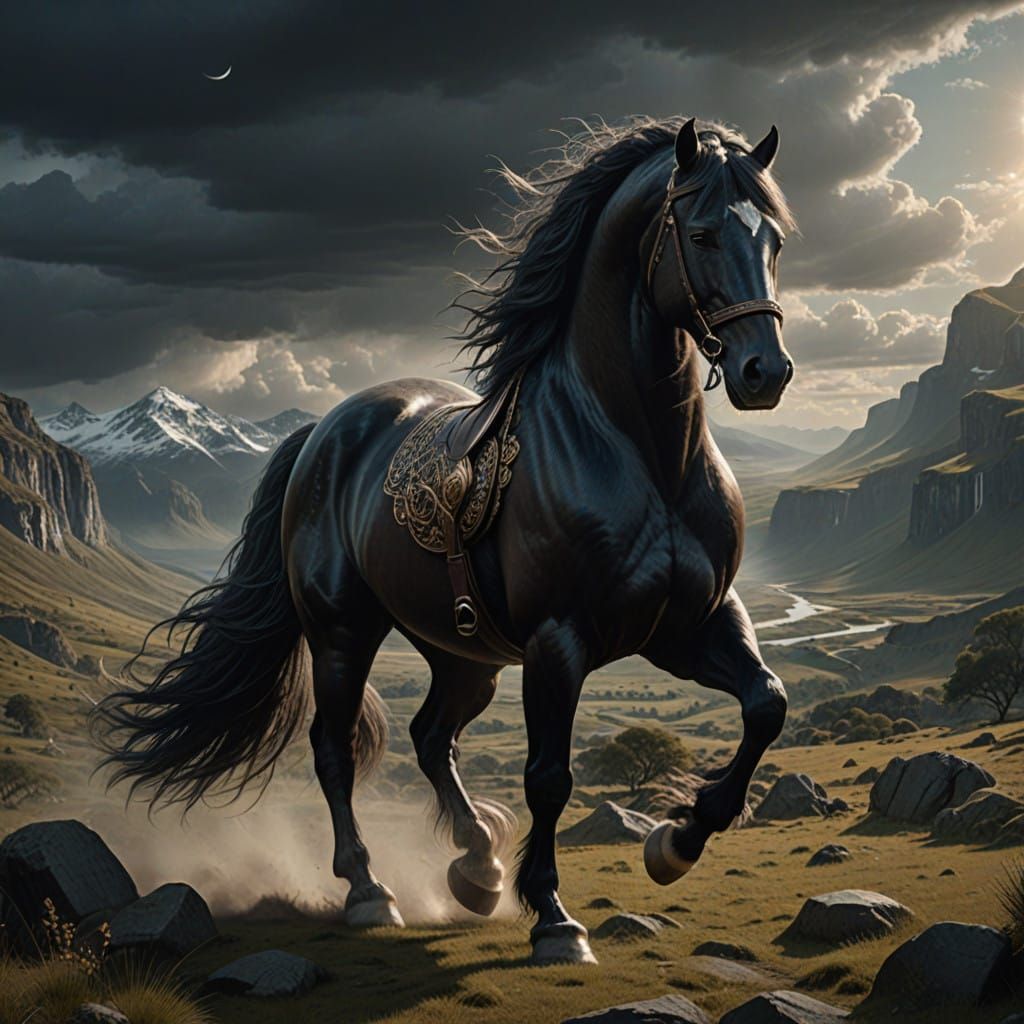 Epic Falabella Stallion in Detailed Digital Matte Painting