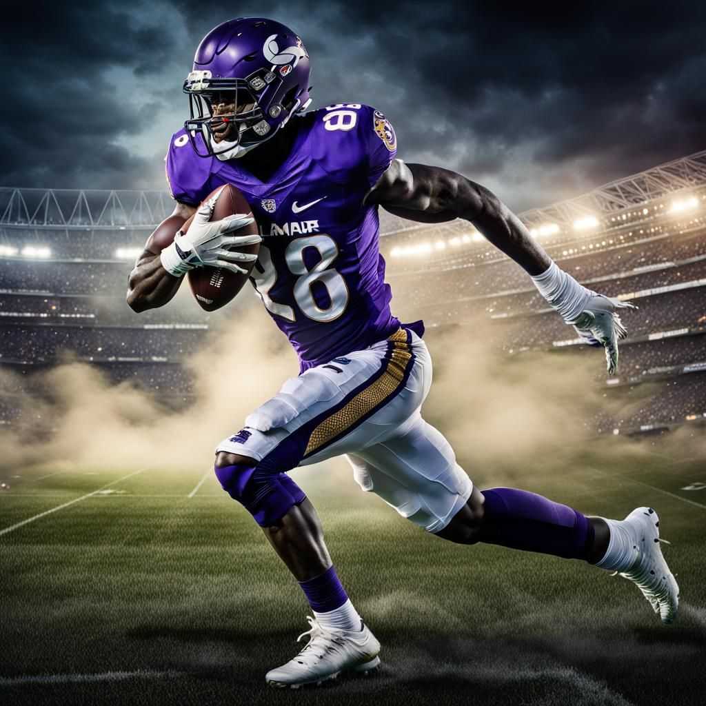 Lamar Jackson in Action: Hyper-Realistic Sports Photography