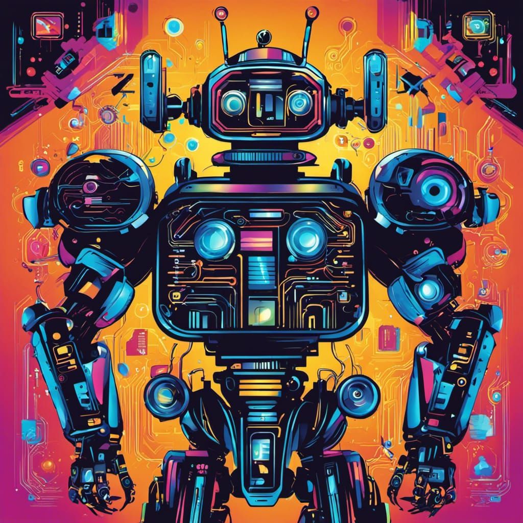 Robots and Tech Vector Art for T-Shirts