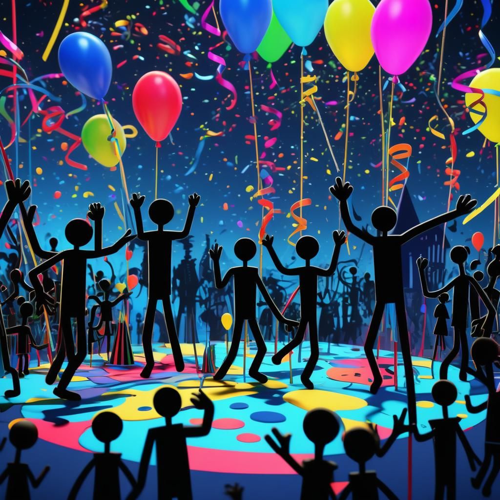 Stick Figure Party in Art Brut Style