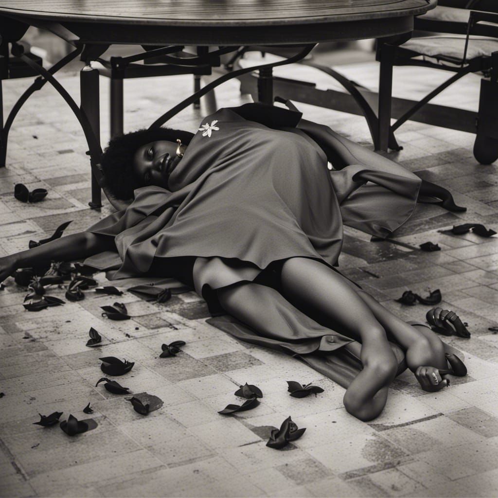 Dead Woman in Alfresco Dining Area: Fantasy Art