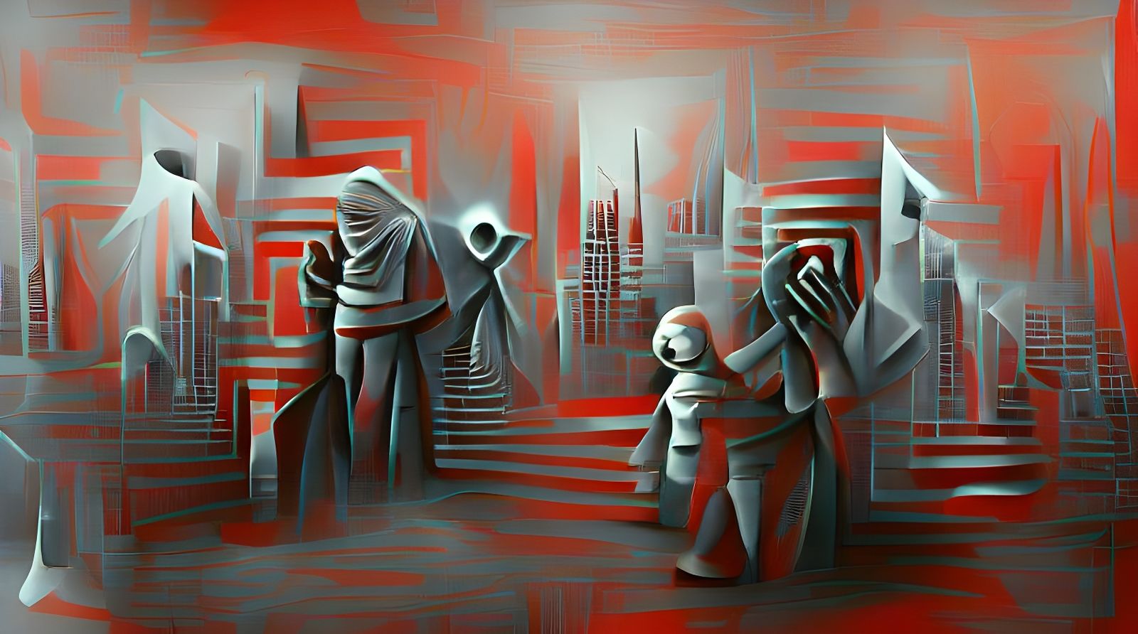 The most important problem of humanity trending on Artstation monochromatic geometric abstract art Art of Illusion myste...