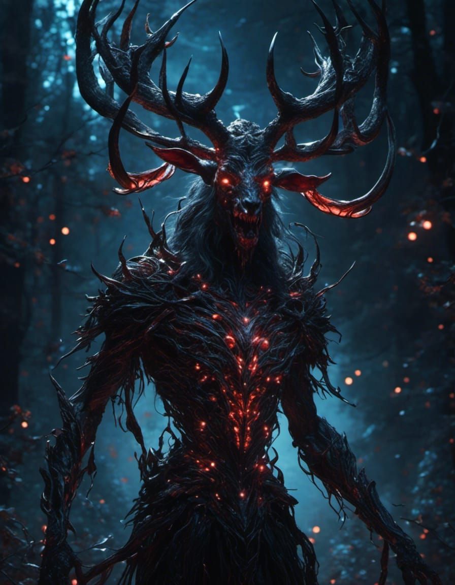 Creepy Horror Wendigo in Dark Fantasy Style