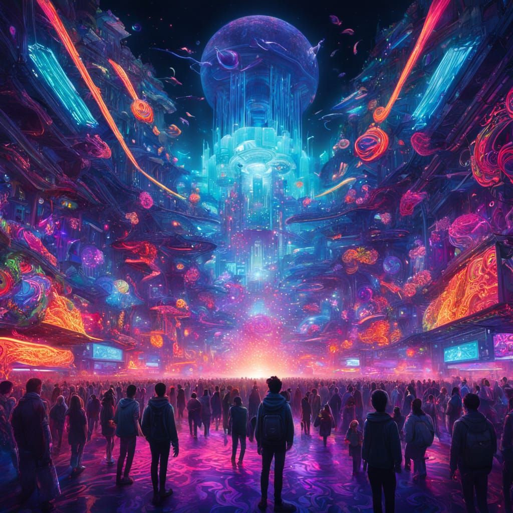 Neon Rave Art in Cyberpunk Style