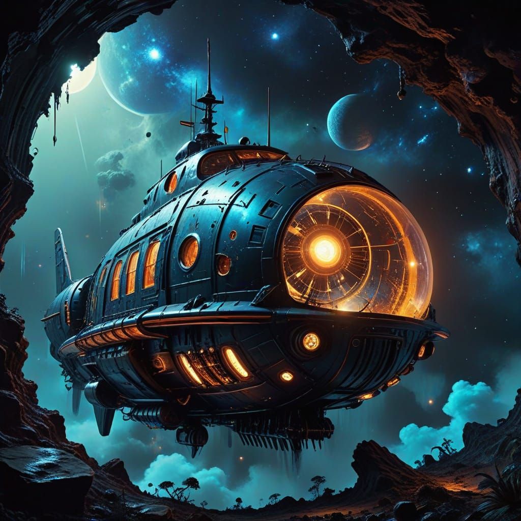 retro-futuristic spaceship