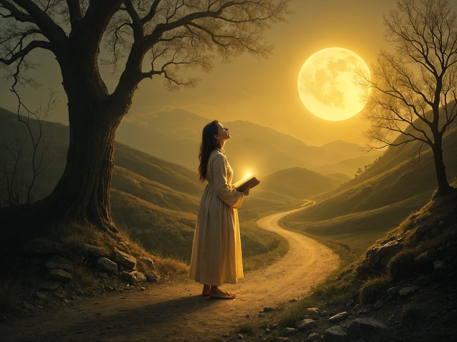 Inspirational Christian Landscape with a Lonely Figure