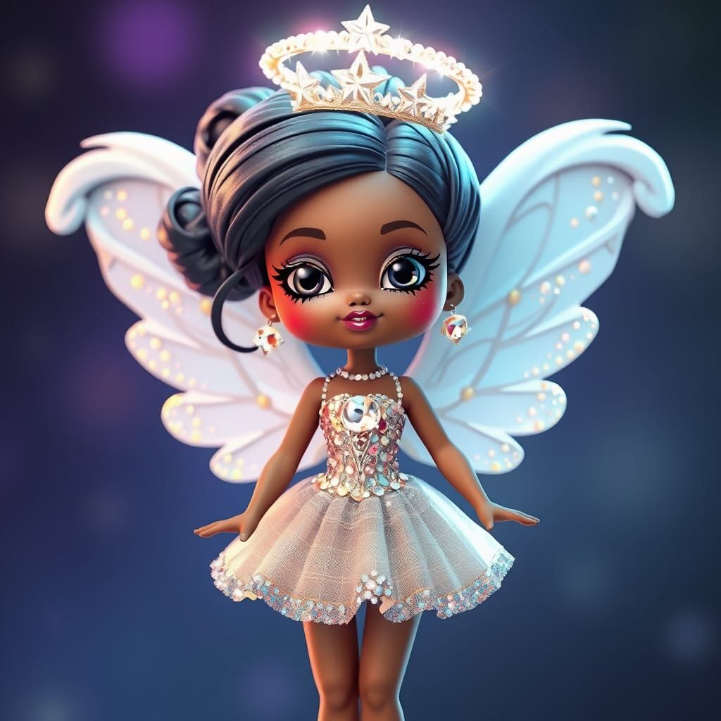 Vibrant Angel Bratz Doll in 3D Cel-Shaded Style