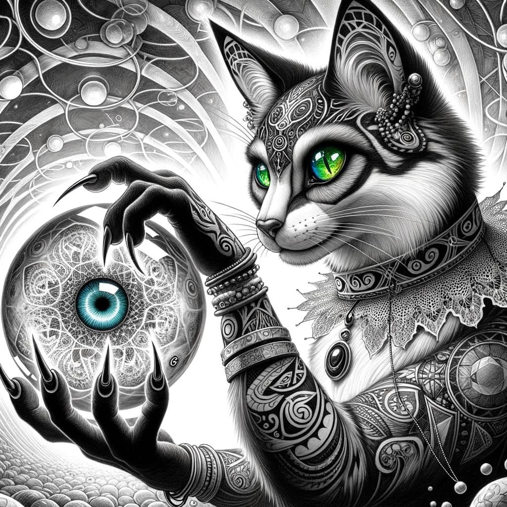 Anthropomorphic Cat in Haitian-Inspired Tattoo Fashion