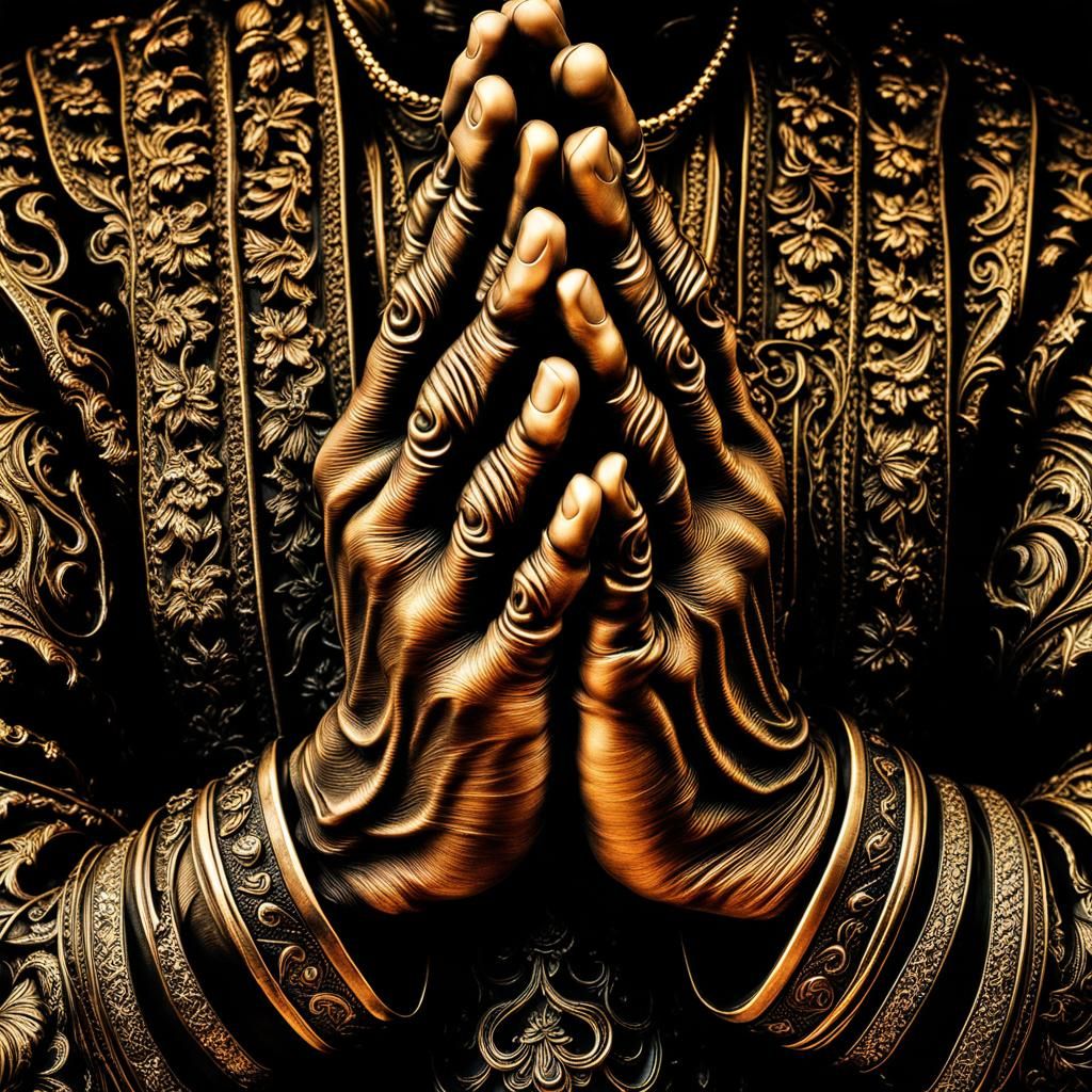 Hyperrealistic Praying Hands in HDR Photography