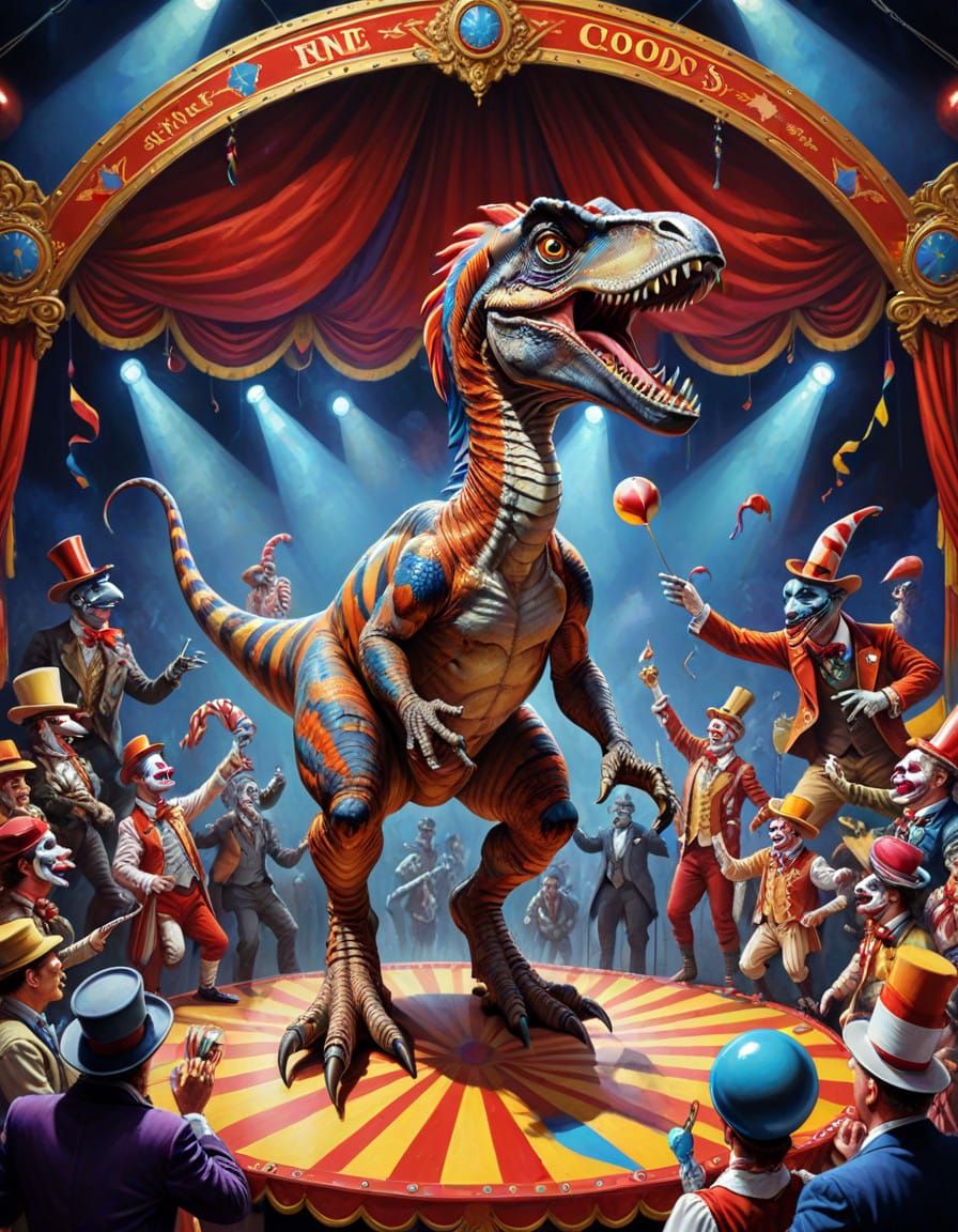 Velociraptor Showstopper in a Sci-Fi Circus Spectacle