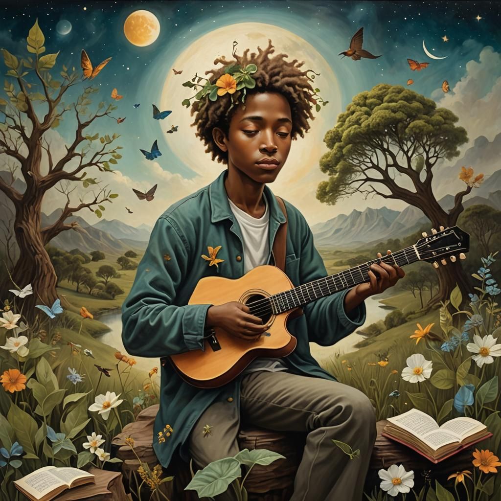 Surreal Portrait of a Musician in Dreamscape