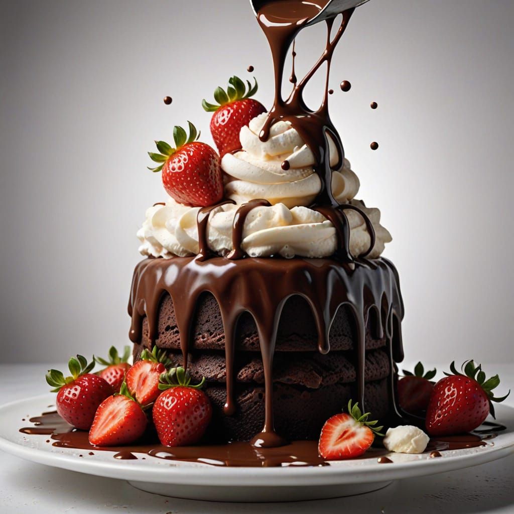 Chocolate Mud Cake with Flying Icing: Surreal Food Photograp...