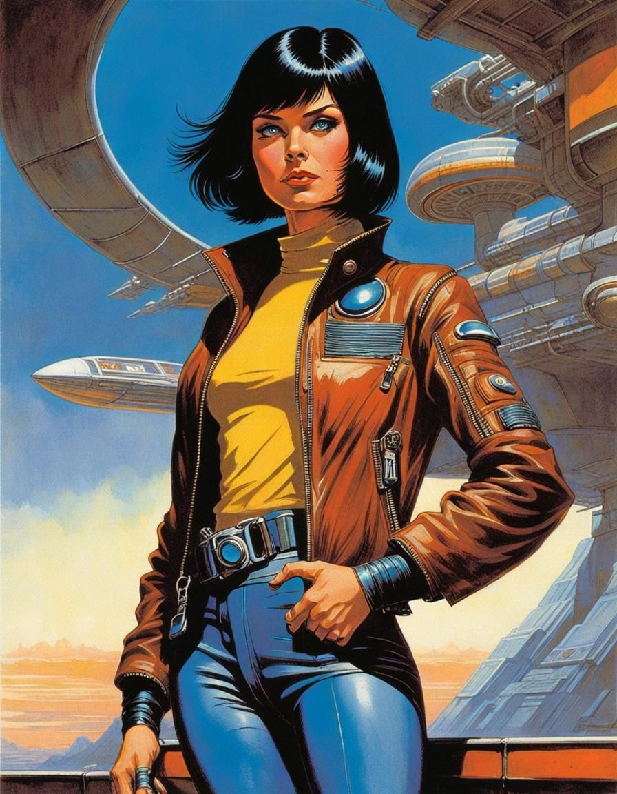 Futuristic Skyport Portrait in Sci-Fi Style