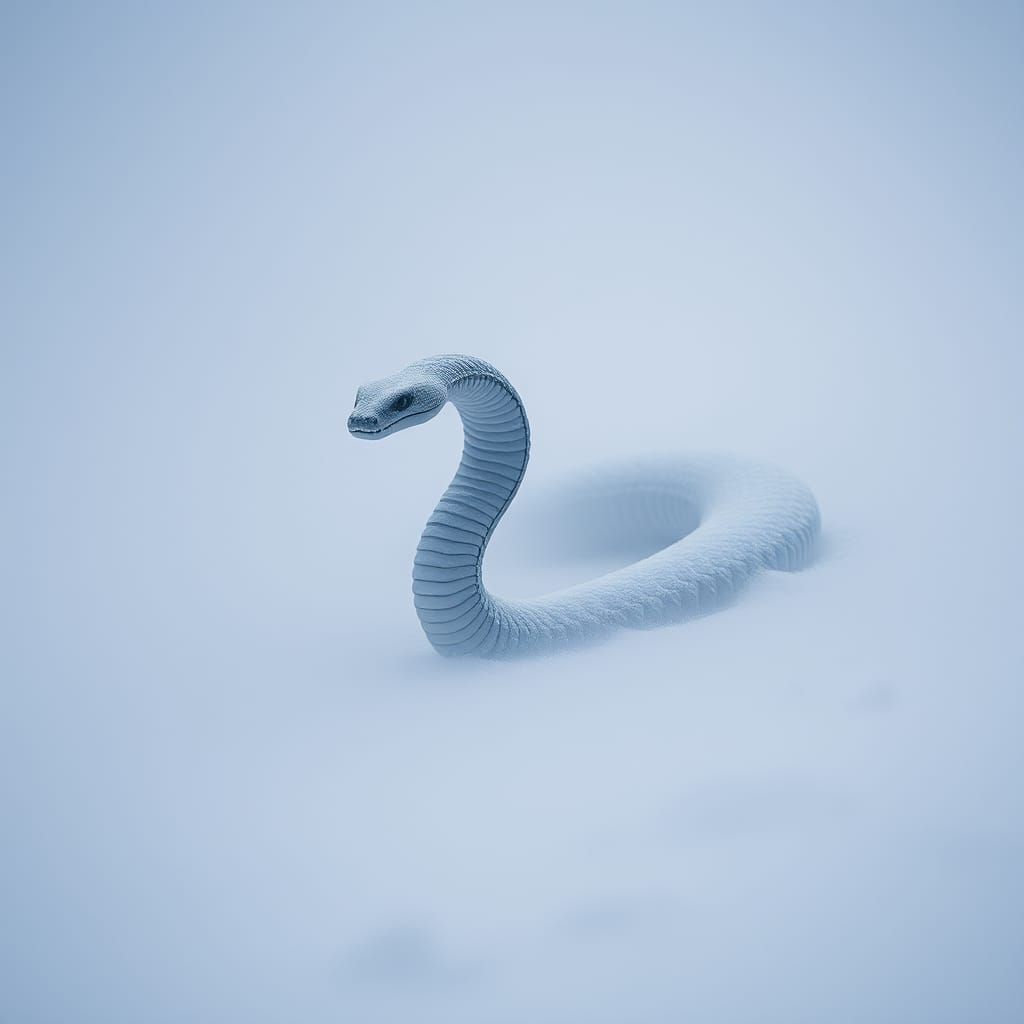 Snow Serpent Emerging: Cinematic Winter Scene
