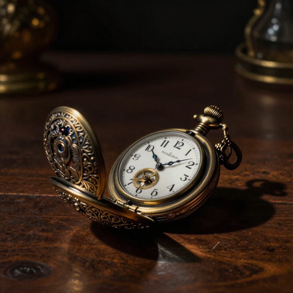Antique Pocket Watch in Dramatic Light