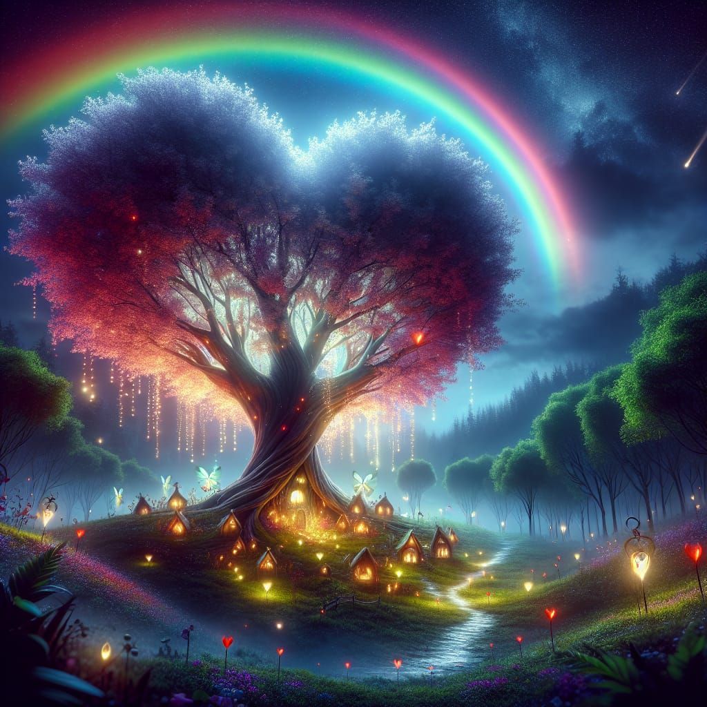 Rainbow heart tree