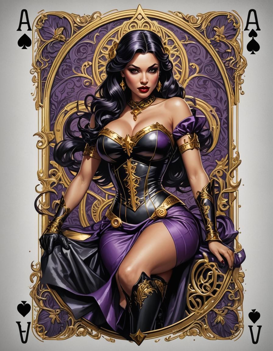 Ace of Spades with Pinup Girl: Digital Art