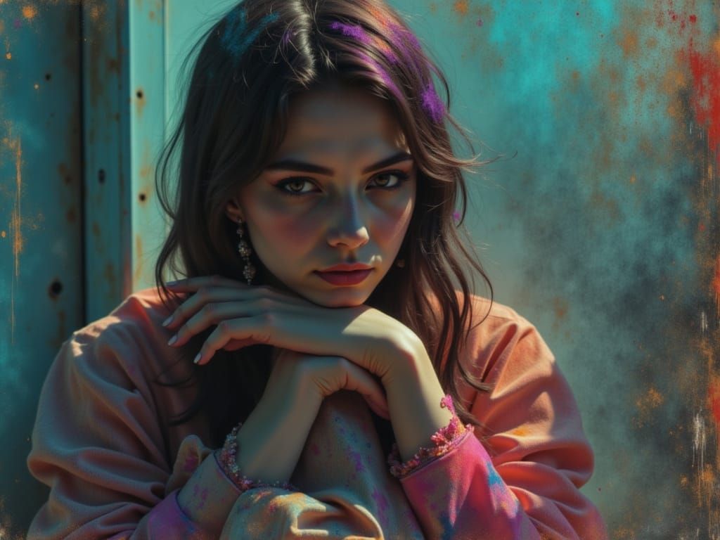 Serene Figure Awaiting in Dramatic Lighting