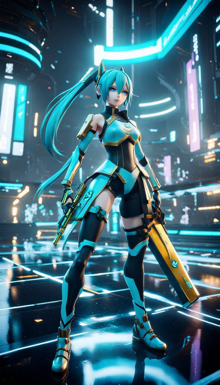 Vocaloid Render in 3D Cinematic Style