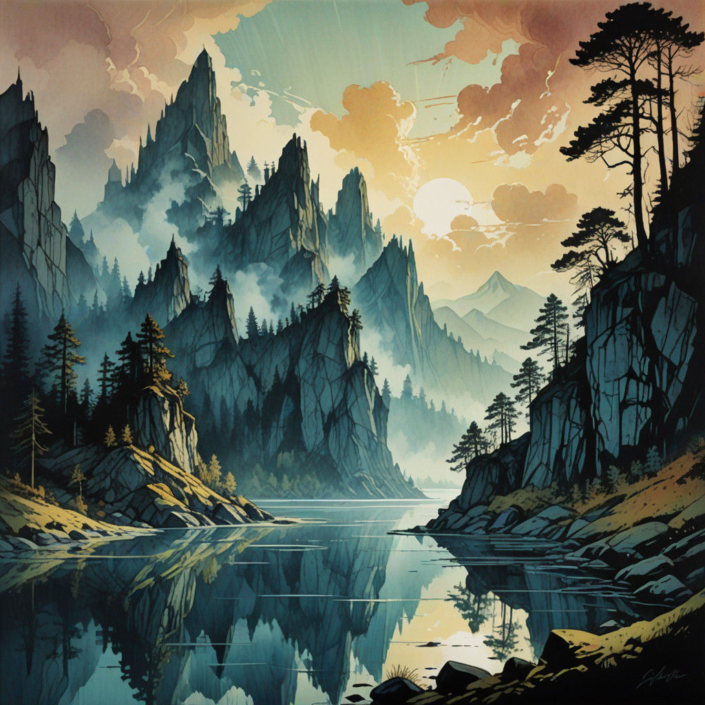 Majestic Dawn Breaks Over Turbulent Waters and Steep Cliffs