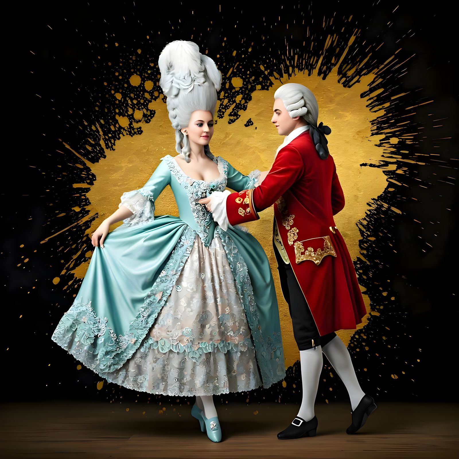 Elegant 18th Century French Aristocrat in Ballroom Regalia