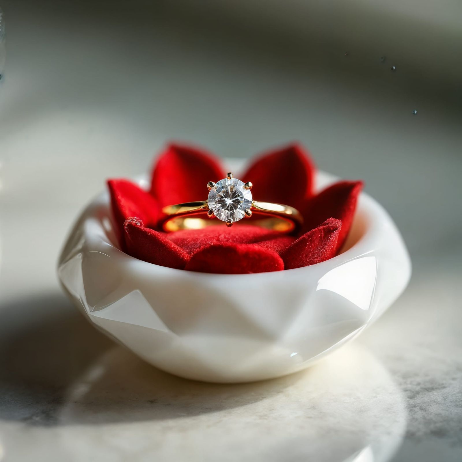 Elegant Diamond Ring Holder with Sparkling Engagement Ring