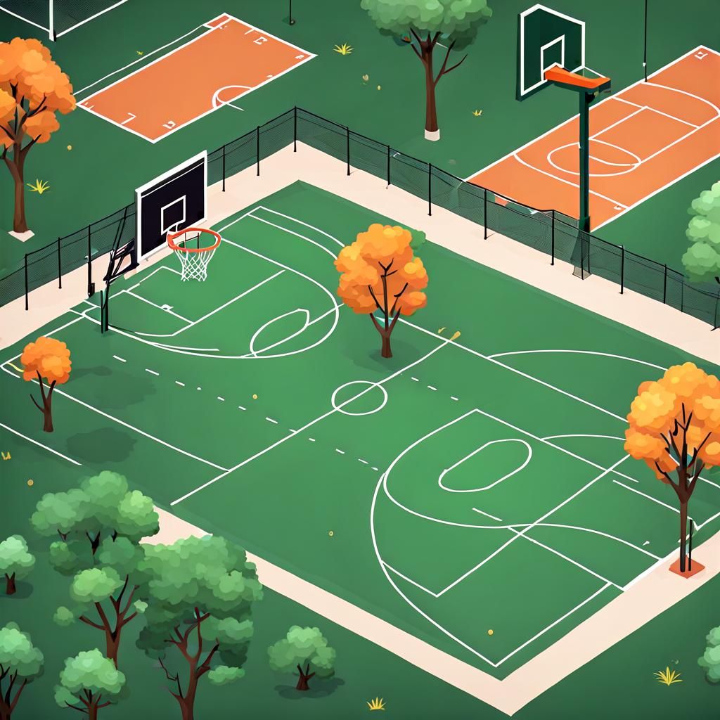 Vibrant Basketball Court Scene