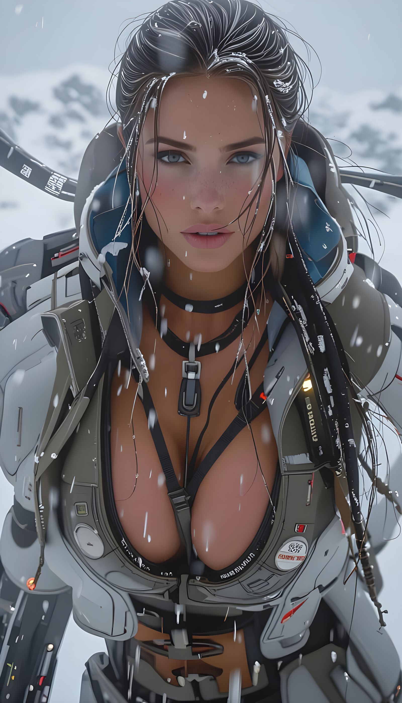 Misty Winter Mountain in Futuristic 3D Style