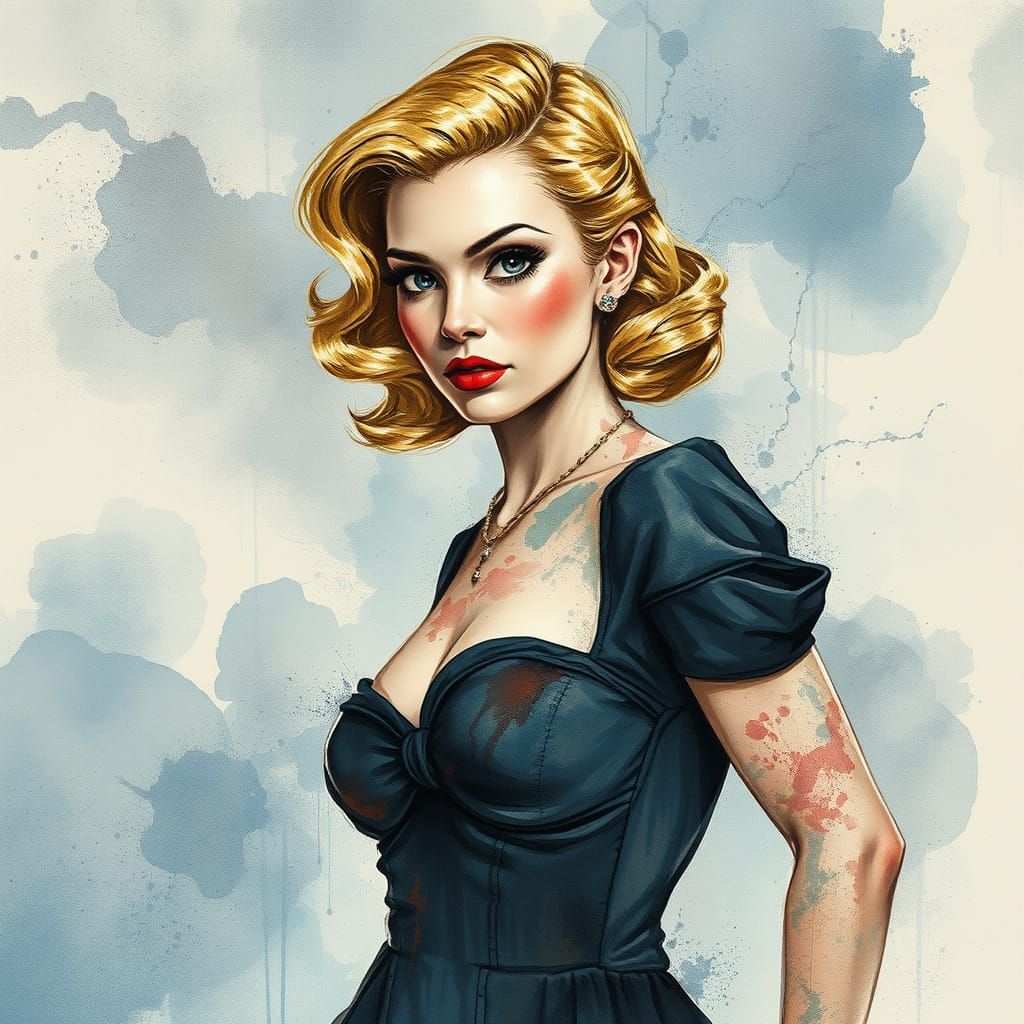 1950s Pin-Up Woman in Moody Atmospheric Style