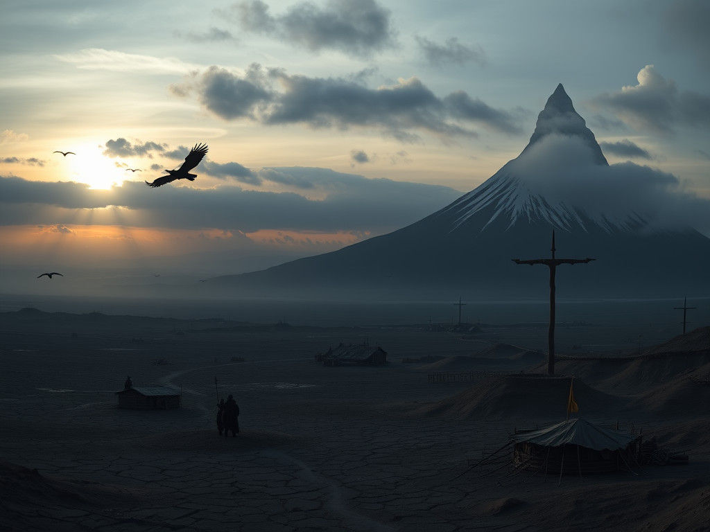 Mordor Panoramic View with Barad-dûr and Mount Doom