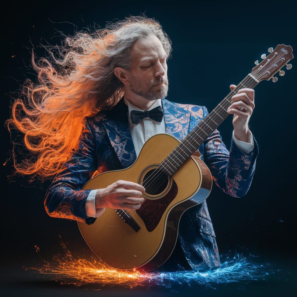 Sensual Motion of a Musician in Light Painting