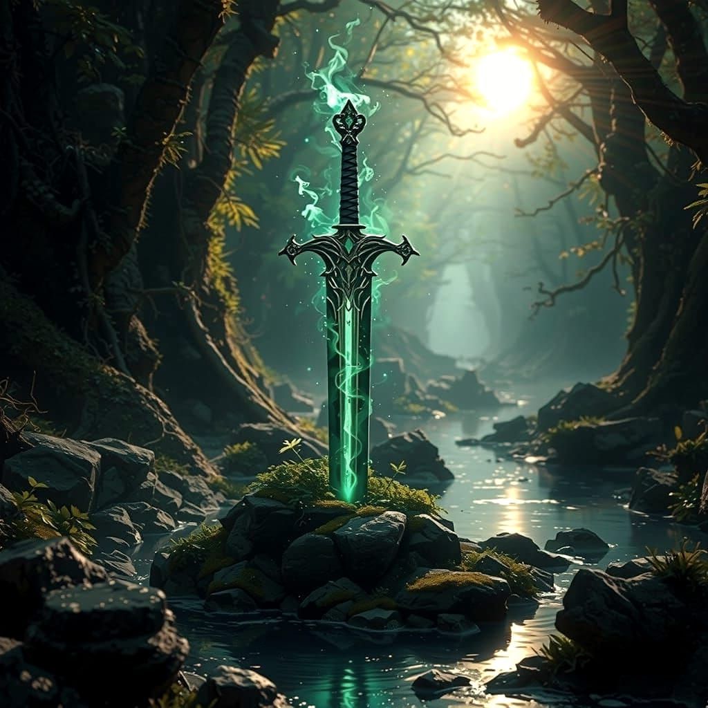 Ethereal Fantasy Sword in Enchanted Forest
