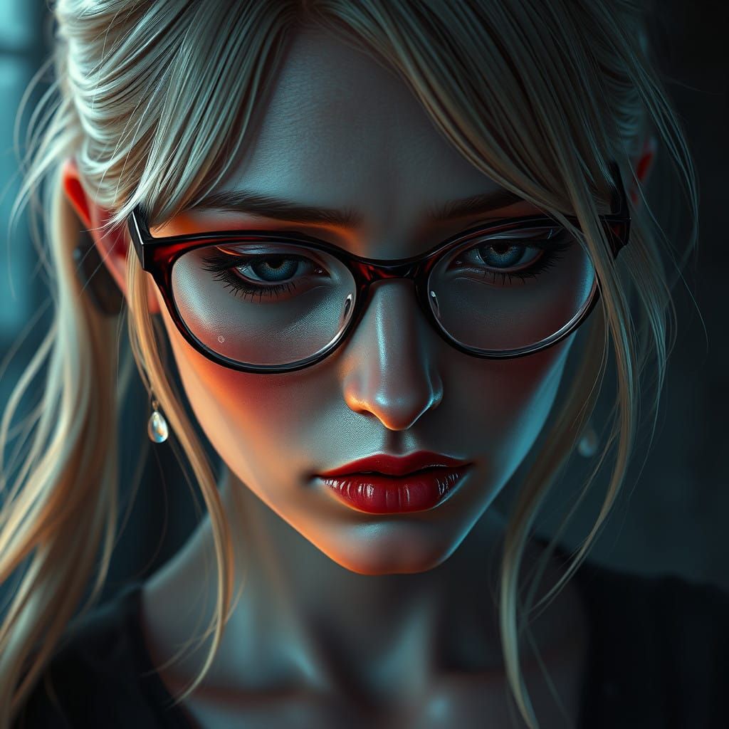 Gothic Woman's Emotional Portrait in Concept Art Style