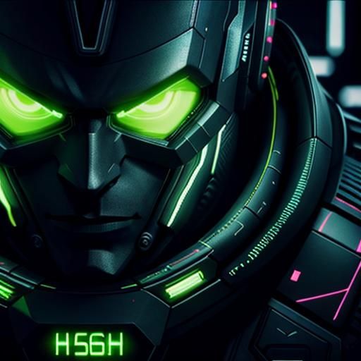 Cyberpunk Computer with Green Neon Glow