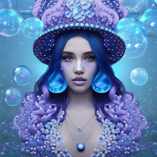 Blueberry Girl Portrait in Blueberrypunk Style