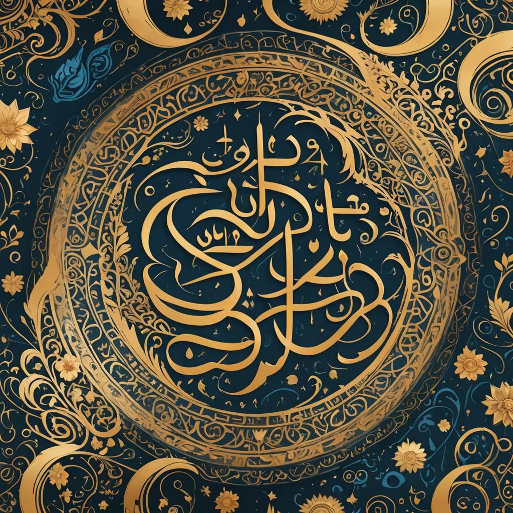 Golden Arabic Calligraphy: Ornate Floral Art