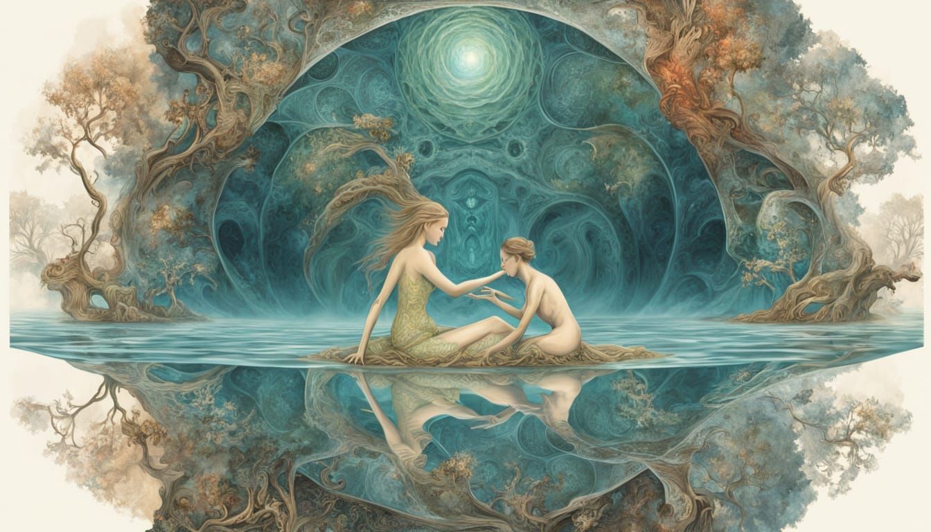 Bioluminescent Meditative Figure in Psychedelic Space