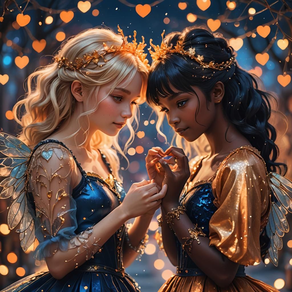 Best Friends Create Heart in Digital Painting