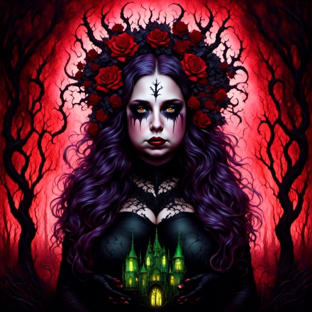 Dark Fairy in Horror Theme Park: Alcohol Ink Art